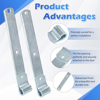 4 Pack Wall Mount Gate Hinge Bracket with Strap Hinge Heavy Duty Farm & Chain Link Gate Hinges Farm Gate Hinges Outdoor Hardware for Barns Tool Sheds and Other Swing Doors, Galvanized - style: 4pcs U-shape-12''
