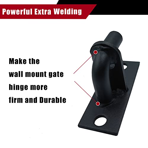2 Pack Wall Mount Gate Hinges, Heavy Duty Chain Link Fence Gate Hinges with 5/8 Hinge Pin for Fences & Farm Gates (Screws Not Included), Black - color: Black