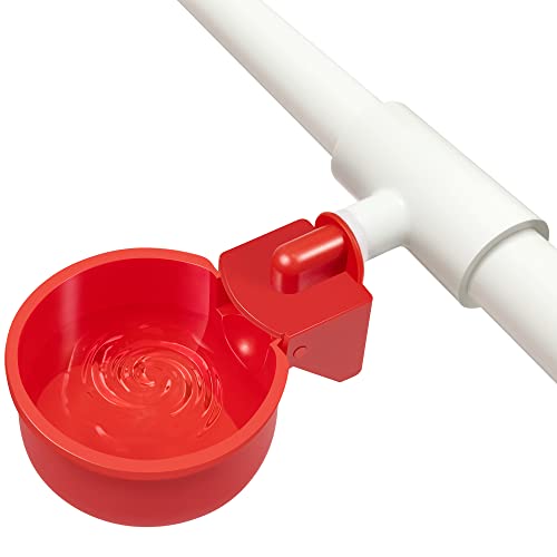 Chicken Waterer 4 Pack,Automatic Chicken Water Cup and 1/2" PVC Tee Fittings,Large Auto-Fill Chicken Waterer Cups,DIY Chicken Water Feeder, Coop Water Dispenser,Poultry Waterer Feeder Kit