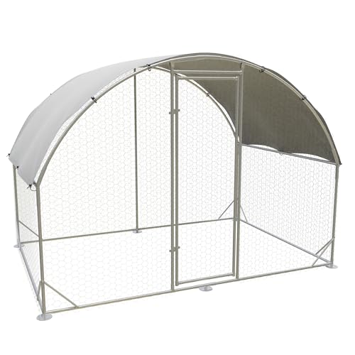 Large Metal Chicken Coop,Outdoor Chicken Coop Run Chicken Shelter with Water-Resident and Anti-UV Cover,Dome Roof Walk-in Poultry Cage Duck Rabbit House for Outside,Backyard and Farm, 6.5'Lx9'Wx6.5'H - color: Dome Roof, size: 78.0"L x 108.0"W x 78.0"H