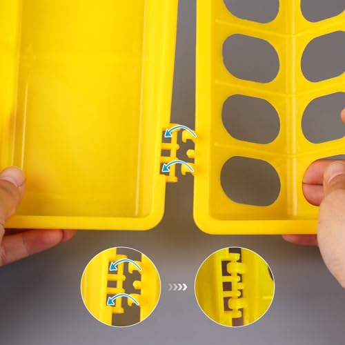 Flip Top Chick Feeder Trough Plastic Flip Top Bird Small Poultry Feeder Chicken Pigeon Duck Quail Feeder Waterer Small Chicken Feeders No Waste No Mess (Yellow) - color: Yellow