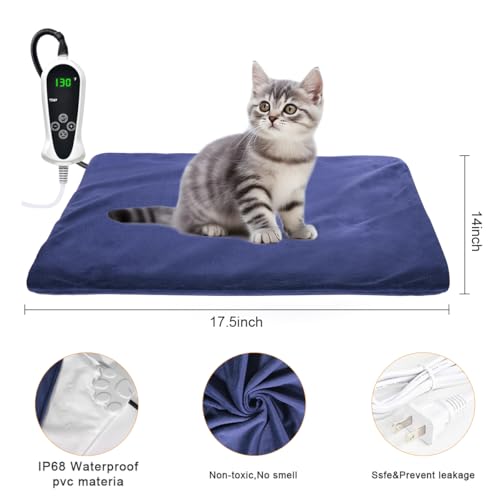 RIOGOO Pet Heating Pad, Electric Heating Pad for Dogs and Cats Indoor Warming Mat with Auto Power Off (S: 17.5"x14") - size: S: 17.5"x14"