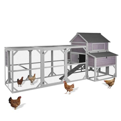 55ft² Chicken Coop - Super Large Chicken Tractor, Chicken House with Run, Wooden Hen House Poultry Cage with 6 Large Nesting Boxes, 6 Perches for 10-15 Chickens - size: 137.0"L x 63.0"W x 62.0"H