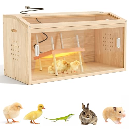 Brooder Box for Chicks Wooden Chick Brooder with Heat Lamp Large Brooder Plate for Baby Chicks, Ducks, Quails Birds