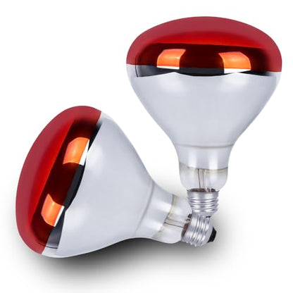 250 Watt Heat Lamp Bulbs for Chicks, R40 Brooder Heat Lamp for Chickens, Infrared Reflector Heat Bulbs for Brooder Heater, Incandescent Spotlight for Pet, Bathroom, Food (2 Pack)