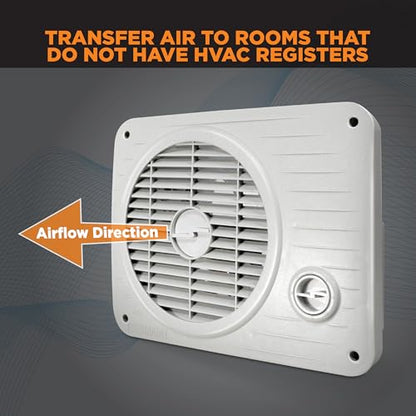 Suncourt ThruWall Room-to-Room Transfer Fan — Quiet Through Wall Vent Fan Improves Air Circulation Between Rooms Up To 200 Sq. Ft. | Hardwired, Variable Speed Dial (TW208) - size: Up to 100 CFM-Hardwired