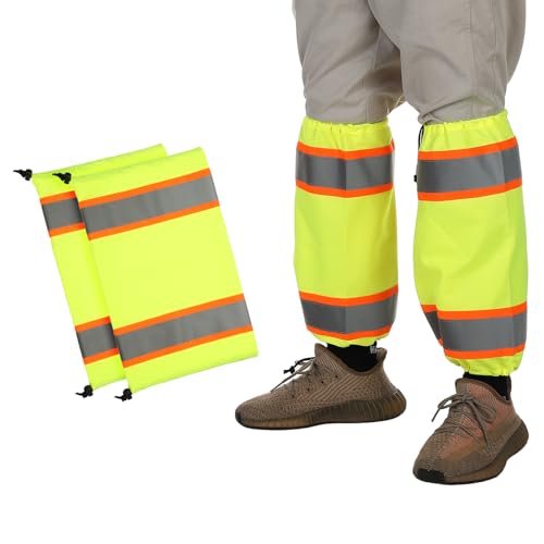 PATIKIL High Visibility Leg Gaiters Reflective Work Boot Gaiters Two-tone Leg Gaiter Unisex-Adult - color: Yellow,orange