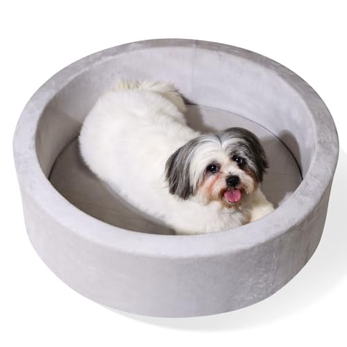 Dog Beds, 27 Inch Round Foam Pet Beds，Suitable for Small Dog & Cat to Sleep in and Play in The Ball Pit，Gray - Ideal for Puppies and Kittens（Balls NOT Included）... - color: Grey