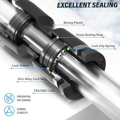 TAILONZ PNEUMATIC 3/8"OD x 1/4"NPT Push to Connect Fittings Pneumatic Fittings Kit 6 Spliters+6 Elbows+6 tee+6 Straight +6 Straight Thread Connector+6 Elbow Thread Connector (36 pcs) - size: 3/8"OD x 1/4"NPT