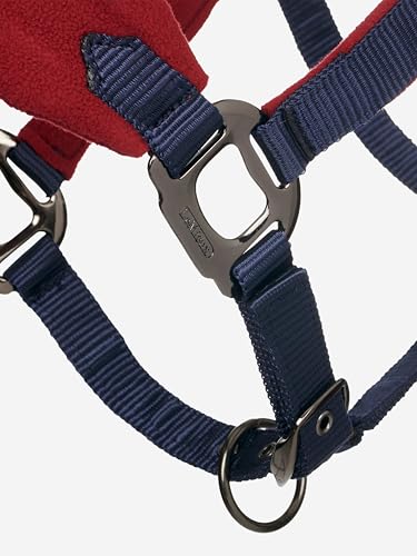 LeMieux Vogue Fleece Headcollar - Halter & Leadrope - Extra Padding, Adjustable at Curb and Poll Strap - color: Burgundy / Navy, size: cob