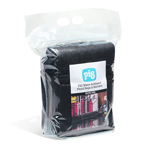 PIG Water Barrier - Sandless Sandbags for Flooding - 4 Pack - 5'L x 6.5"W x .25"H Water Diverter - PM50416 - size: 5'L x 6.5"W x .25"H