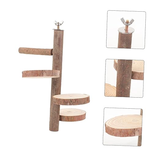 Bird Parrot Perch Stand Platform Natural Wood Playground Paw Grinding Toy for Birds Easy to Install Safe and Chewing Activity for Parakeets Cockatiels and Lovebirds