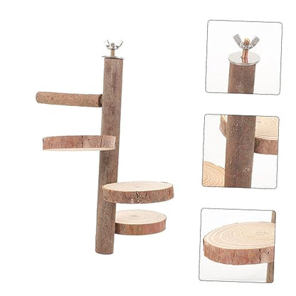 Bird Parrot Perch Stand Platform Natural Wood Playground Paw Grinding Toy for Birds Easy to Install Safe and Chewing Activity for Parakeets Cockatiels and Lovebirds