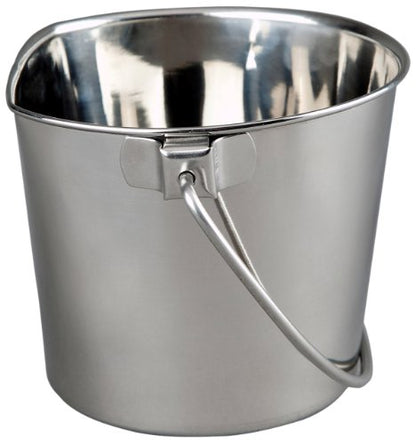 Advance PET Products 6 Quart Heavy Duty Stainless Steel Flat Side Bucket | Durable Food & Water Pail for Dogs, Cats, Kennels, Cages and Critter Crates | Multi-Purpose Bucket - size: 6 Quart - Not Hooked