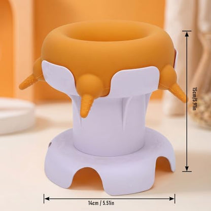 Zopsc Pet Milk Feeder Station, Silicone Feeding Bowl for Puppies Kittens, Small Animal Nursing Bottle with 4 Nipples, Leakproof Design for Pet Owners - color: Yellow