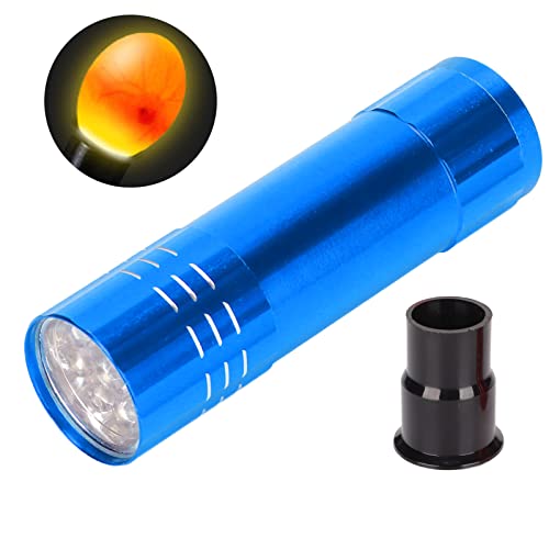 SUNGOOYUE Egg Candler Tester, Metal and Plastic LED Cool Light Egg Tester, Detachable Cone Spot Light, Battery Powered for Quail Duck Goose Chicken Eggs, Incubator Use (Blue) - color: Blue