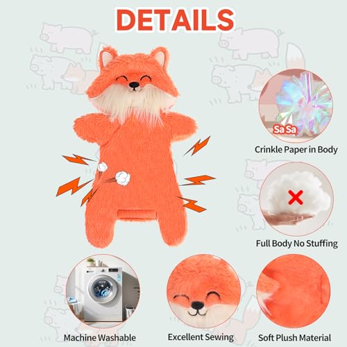 Mihachi No Stuffing Crinkle Dog Toys,2-in-1 Holds Water Bottles-Cruncher with Puncture Resistant Squeaker, Dog Squeak Toys Plush Dogs Chew Toy for Small Medium Large Breed Chewer, Fox - color: Fox
