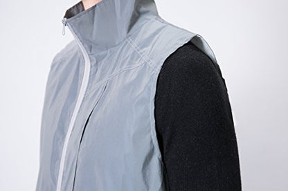 LZLRUN Reflective Vest Jacket Casual Hiphop Windbreaker Night Sporting Coat Hooded Fluorescent Clothing - size: Large
