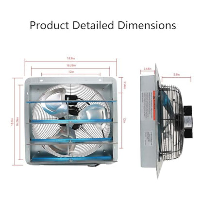 16 Inch Shutter Exhaust Fan, Exhaust Fan Wall Mounted, Suitable for Factories, Basements, Warehouses, Chicken Coops, Car Parks - size: 16 Inch
