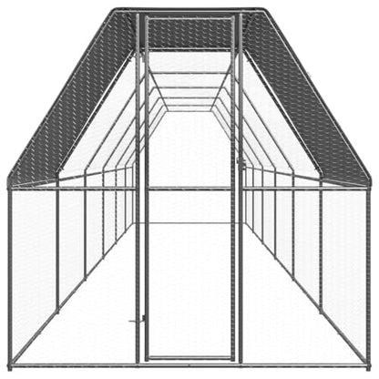 Galvanized Steel Outdoor Chicken Coop 6.6'x39.4'x6.6' Large Aviary Cage with Lockable Gate for Hens Ducks Rabbits Small Animals - size: 6.6' x 39.4' x 6.6' (W x D x H)