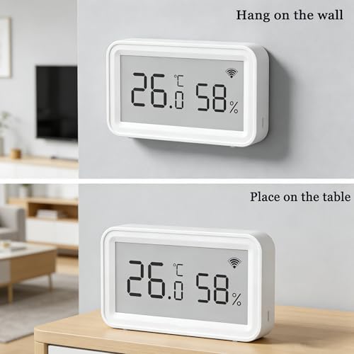 Smart WiFi Hygrometer Thermometer: Wireless Temperature Humidity Sensor with Clear LCD Display, Calibratable, App Alert & Data Storage Export, Digital Remote Monitor for Bedroom, Greenhouse (2-Pack) - size: 2-Pack