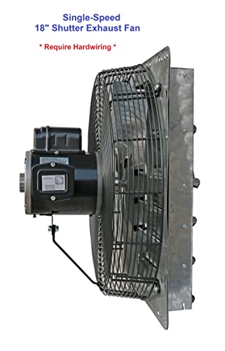iLiving - 18" Wall Mounted Shutter Exhaust Fan - Automatic Shutter - Single Speed - Vent Fan For Home Attic, Shed, or Garage Ventilation, 3852 CFM, 5800 SQF Coverage Area, Silver (ILG8SF18S)