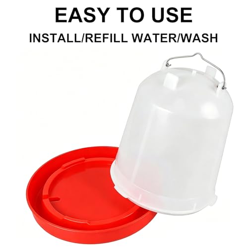 2-Pack 2 Gallon Plastic Poultry Gravity Chicken Waterer | Automatic Gravity Drinker Kit for Baby Chicks, Ducks, Turkeys, Coop & Outdoor Farm Use