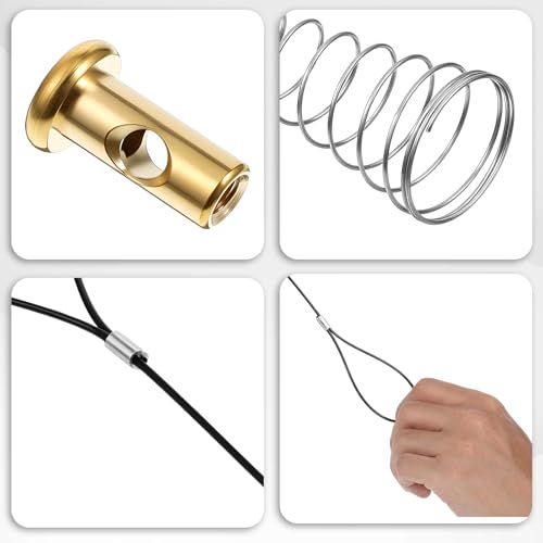 3 Sets Gate Latch Cable Pull, Black Gate Latch Pull Cord with Spring, Stainless Steel 2"-6" Adjustable Door Latch Gate Opener for Metal Wooden Fence Garden Backyard