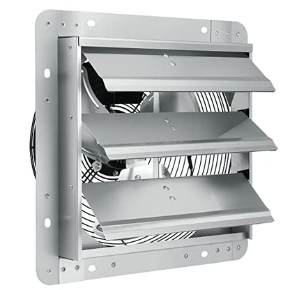 VEVOR 12'' Shutter Exhaust Fan, High-speed 1000 CFM, Aluminum Wall Mount Attic Fan with AC-motor, Ventilation and Cooling for Greenhouses, Garages, Sheds, Shops, FCC - size: 12 Inch