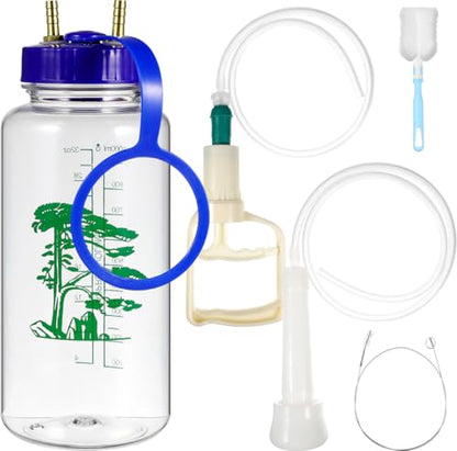 YARNOW Manual Goat Milking Machine Portable Cow Milker Kit, 1L Hand Vacuum Pump Sheep Milking Equipment for Small Farm, Cattle Extractor with Clear Bottle & Cleaning Brushes