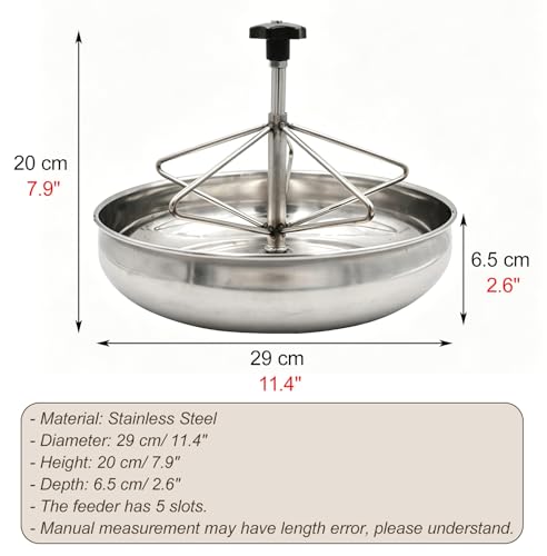 Round Stainless Steel Chick Feeder, Small Multi-Compartment Pig Feeder, Outdoor/Indoor Metal Water Trough for Barn, Pasture, Homestead(29 cm/11.4") - size: 29 cm/11.4"