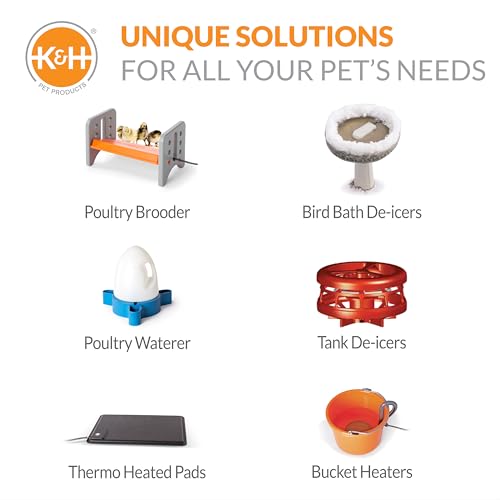 K&H Pet Products Thermo-Poultry Waterer 2.5gal. (Heated) Gray 60 Watts - No Roost Top & Non-Spill Refill