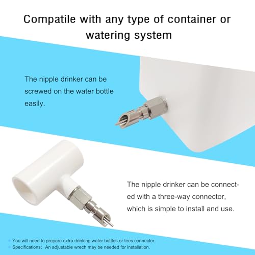Threaded Stainless Steel Rabbit Water Nipples Automatic Rodent Watering System Kit Animal Breeding Supplies (6PCS)