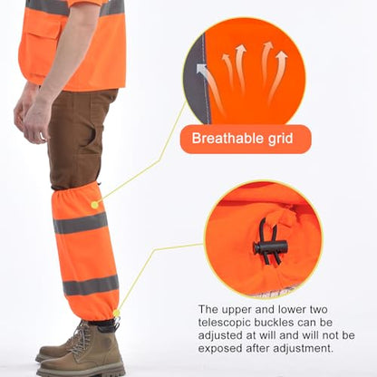 A-SAFETY unisex-adult Class E Two-tone Mesh Leg Gaiters - color: Kint Orange