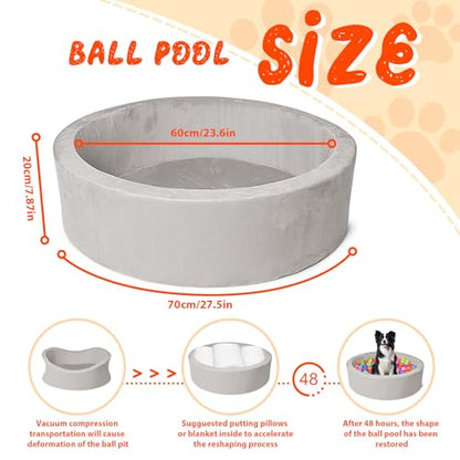 Dog Beds, 27 Inch Round Foam Pet Beds，Suitable for Small Dog & Cat to Sleep in and Play in The Ball Pit，Gray - Ideal for Puppies and Kittens（Balls NOT Included）... - color: Grey
