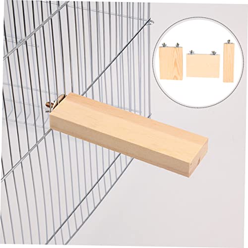 POPETPOP 3pcs Parrot Wood Platform Perches for Bird Cage Branch Stand for Animals Encourages Exercise and Coordination for Hamsters Mice and Parrots