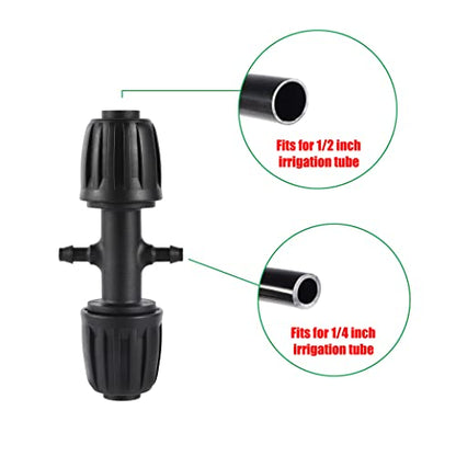Barbed Tee 1/2 Inch to 1/4 Inch Irrigation Tube Fittings for (1/2'' ID x 0.60''-0.63'' OD) 16mm Drip Tubing Anti-Drop Barbed Connectors,4-Way-20 Pcs - size: 20 Pcs Barbed Tee 4-way