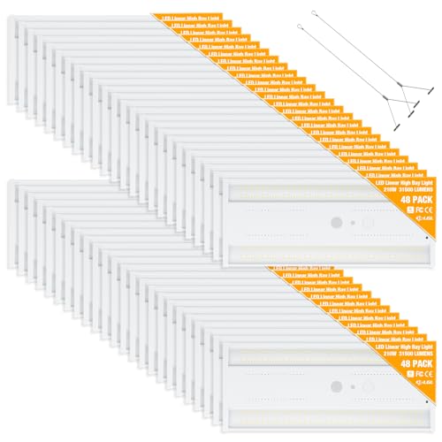 LED Linear High Bay Light, 210W High Bay Shop Lights Fixture, Compatible with Industrial 120-277V, 31500LM for Shop Garage Warehouse, UL Complied, 48 Pack, White - color: 5000K 48PACK, size: 210W