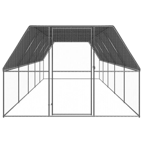 118"x118" Galvanized Steel Walk-in Chicken Coop PE Roof, Lockable Gate, 2-Person Assembly, for Poultry Rabbits Ducks - color: Silver-B, size: 118.1 x 118.1 x 78.7 in (W x L x H)
