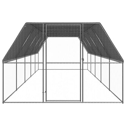 118"x118" Galvanized Steel Walk-in Chicken Coop PE Roof, Lockable Gate, 2-Person Assembly, for Poultry Rabbits Ducks - color: Silver-B, size: 118.1 x 118.1 x 78.7 in (W x L x H)