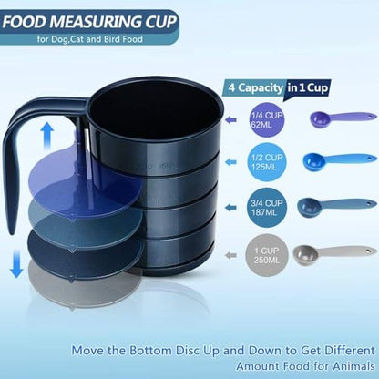 Joansan Dog Food Scoop Pet Food Scoops for Dogs 4 Capacity Cup in 1 Cup Measuring Scoop for Pets Dog Cat and Bird Solid Food (Includes 1/4 C 1/2 C 3/4 C 1 CUP)