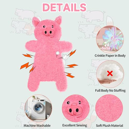 Mihachi No Stuffing Crinkle Dog Toys,2-in-1 Holds Water Bottles-Cruncher with Puncture Resistant Squeaker, Dog Squeak Toys Plush Dogs Chew Toy for Small Medium Large Breed Chewer, Pig - color: Pig