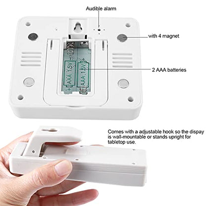 Digital Indoor Outdoor Temperature Monitor with LCD Display, Refrigerator Thermometer, Min Max Record, Alarm Function