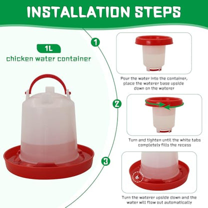 Chick Feeder and Waterer kit 1L Drinker & Feeder for Chickens Broilers,& Birds Quail Pigeon