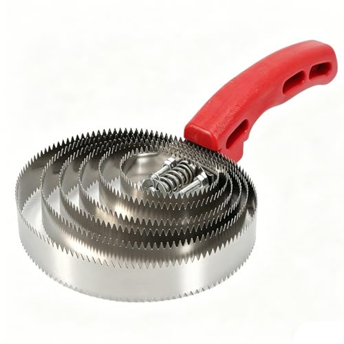 HERCHR Horse Grooming Brush, 6 Rings Reversible Stainless Steel Curry Comb with Comfortable Touch Grip, Livestock Hair Scraper Shedding Supplies for Horse Cow Sheep Dog Donkey Cattle