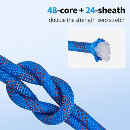 100Ft 1/2 Inch Heavy Duty Climbing Rope - for Tree Swing, Pulling, Outdoor & Gym Use (Blue) - size: 100ft-Blue
