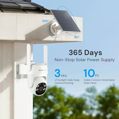 yeewise 2K Security Cameras Wireless Outdoor, WiFi6 Solar Camera Outdoor Wireless with 360° Pan & Tilt, Color Night Vision, Motion Detection, 5G & 2.4G WiFi, No Monthly Fees - style: Add-On Cam