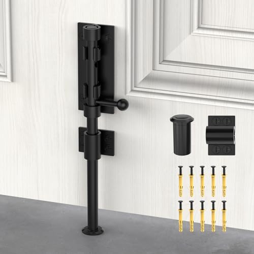 Barrel Bolt Latch, Sliding Bolt Gate Lock Door Latches Hardware, 9.6 Inch Heavy Duty Solid 304 Stainless Stee Door Lock for Fence/Wooden/Barn Door/Yard Door/Interior Door Latch - color: Black-1Pc, size: 10 Inch