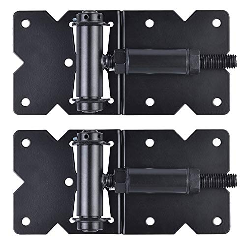 Self Closing Gate Hardware Hinges Heavy Duty for Wooden/Vinyl/PVC Fences,90 Degree Adjustable, with Installation Screws and Swing Adjuster Tool,2 Pack/Set,Black - color: Black