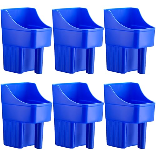 Baderke 6 Pcs Plastic Feed Scoop Enclosed Feed Scoop with Measure Marks Heavy Duty Durable Stackable for Horse Goat Ranchers Livestock Homesteaders Feeding Supplies (Blue) - color: Blue